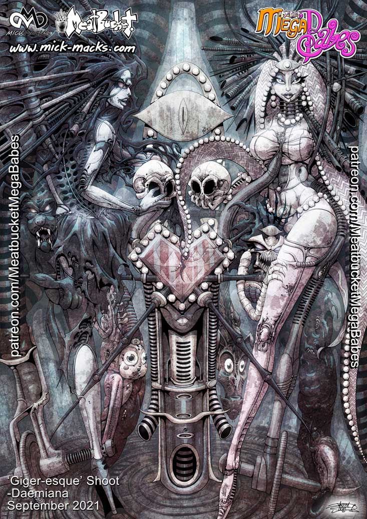 MickMacks Meatbucket MegaBabes Pinup Art - 069 Daemiana Giger-esque