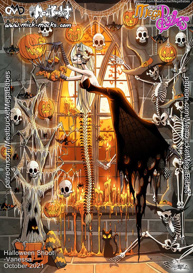 MickMacks Meatbucket MegaBabes Pinup Art - 075 - Vanessa - Halloween 2021